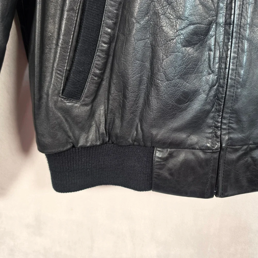 Vintage Members Only Leather Bomber Jacket Men's 44 Black 80s 90s  Quilted Racer